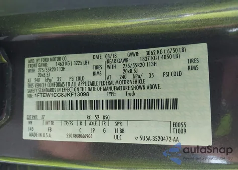 2018 Ford F-150 Xlt from USA, damaged, VIN 1FTEW1CG8JKF13098